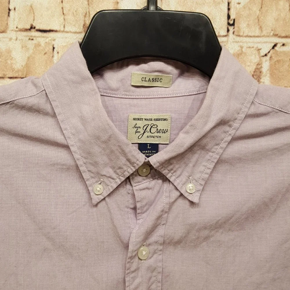 J. Crew Shirt Stretch Classic Fit L/S Button Down Light Purple Size Large